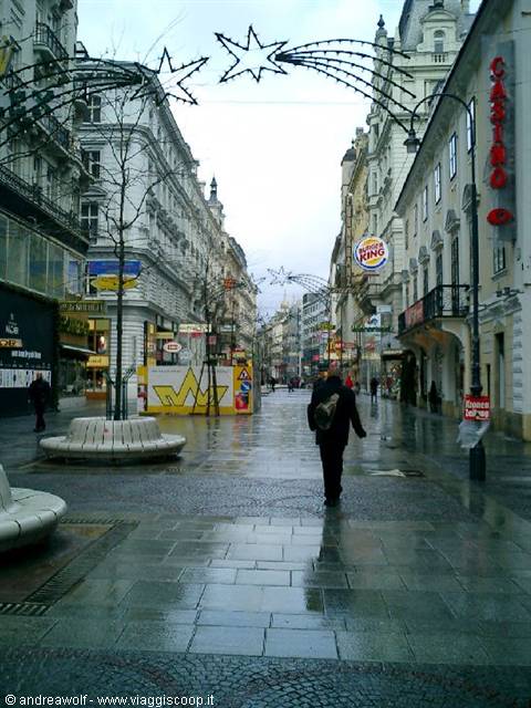 Karnter Strasse, la lussuosa via del Centro di Vienna sotto la pioggia della Befana