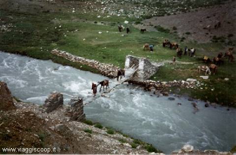 Crossing a bridge in Zanskar Valley