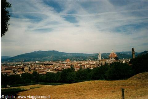 Florence Cathedral dome and Giotto's bell tower seen from Piazzale Michelangelo