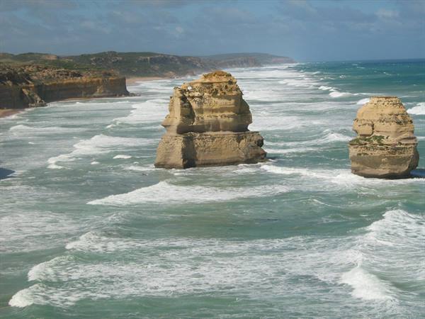 The Twelve Apostles, limestone sea stacks among ocean waves on Great Ocean Road