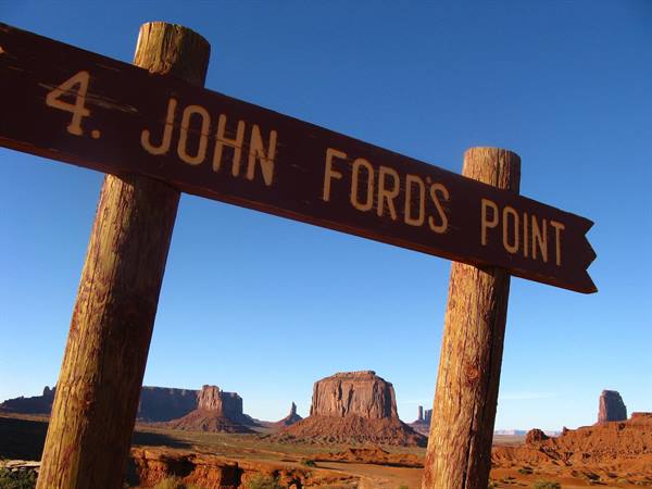 Insegna di legno a John Ford's Point, Monument Valley