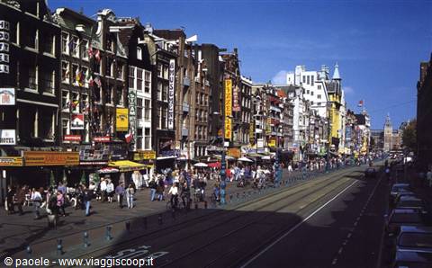 Main Street: facing the station and with Dam Square behind