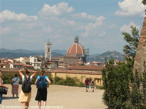 Tourists admire Brunelleschi's dome and Giotto's bell tower, Florence