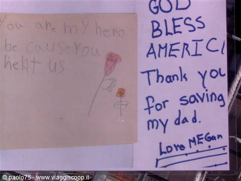 Children's handwritten thank-you notes with drawings: You are my hero, God bless America