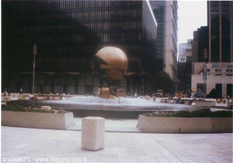 Koenig's Sphere in the fountain before the Twin Towers, New York