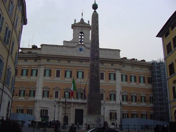 Egyptian granite obelisk in front of Palazzo Montecitorio, Rome