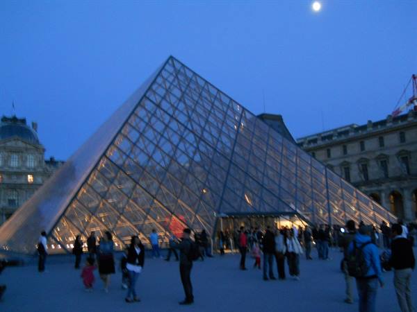 The Louvre pyramid at night