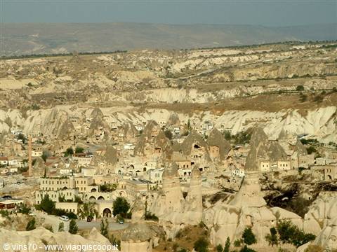 Göreme in Cappadocia, cave houses among fairy chimneys
