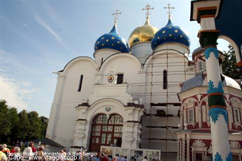St Sergius Monastery in Sergiev Posad: blue starry domes and golden cupola