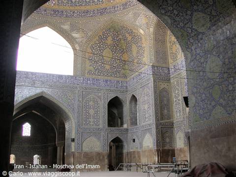 Isfahan, inside the Shah Mosque: blue tilework and dome