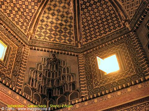 Glazed tile decorations on the inner dome, Shah-i-Zinda, Samarkand
