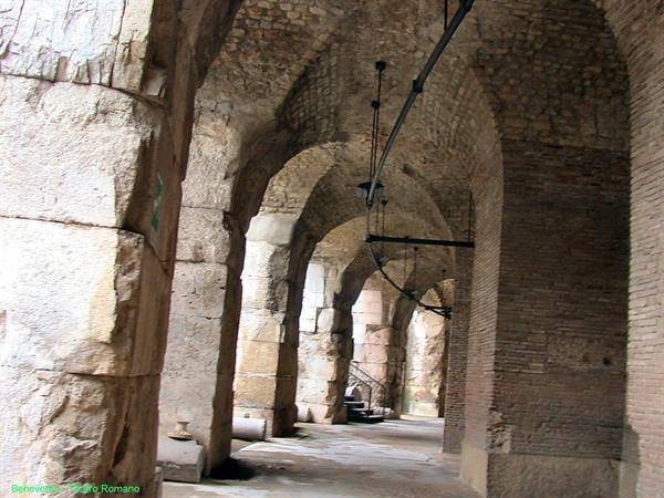 Stone and brick arches of the Roman Theatre in Benevento