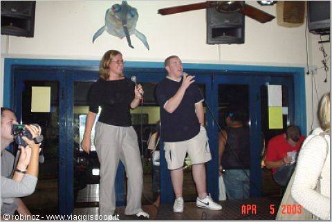 Louise and Barclay at the karaoke