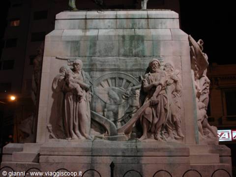 Montevideo: night detail of the Gaucho monument.
