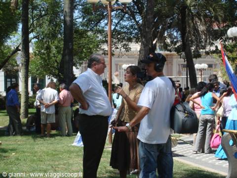 The Mayor of the city gives an interview.