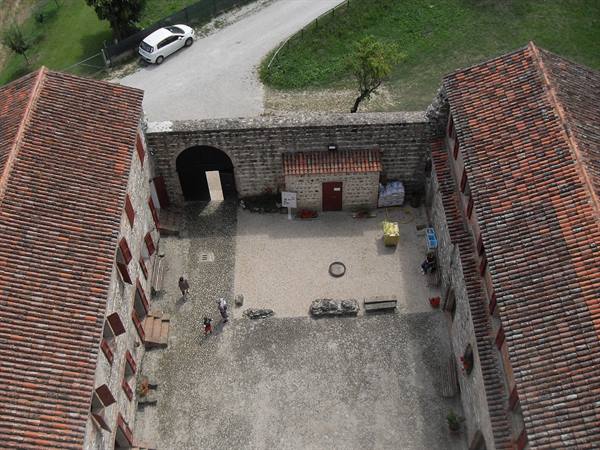 Stone fortress inner courtyard seen from above