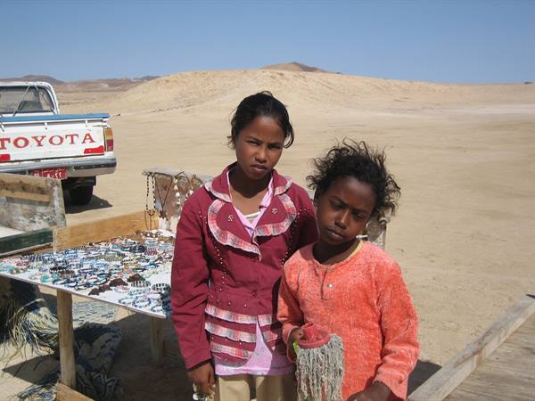 Little girls on the beach of Sharm El Luli