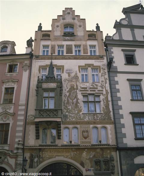 Storch House with frescoed facade, Old Town Square, Prague