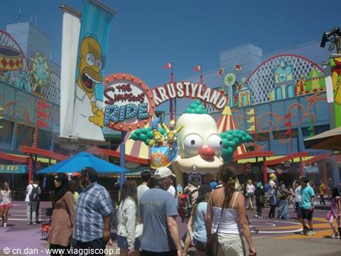 Visitors in front of The Simpsons Ride entrance, Krustyland, Universal Studios