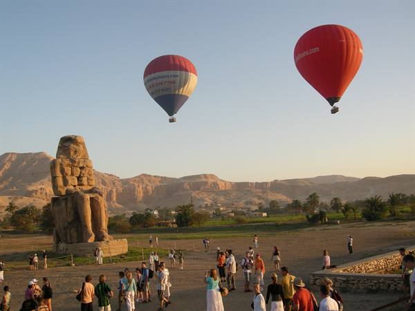 The Colossi of Memnon and the hot-air balloons...