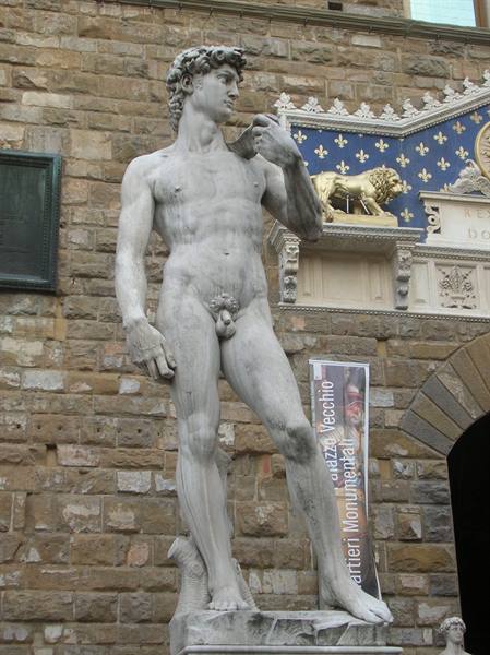 Marble replica of Michelangelo's David, Piazza della Signoria, Florence