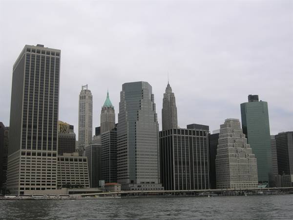 Manhattan skyscrapers by the river, New York