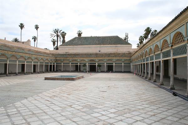 Courtyard with arches and fountain at Bahia Palace, Marrakech