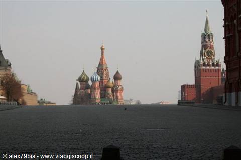 Moscow's Red Square with Saint Basil's Cathedral and the Spasskaya Tower