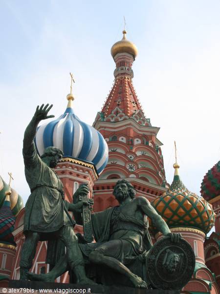 Bronze statue of Minin and Pozharsky in front of Saint Basil's Cathedral, Moscow