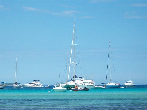 Catamaran off Santa Giulia