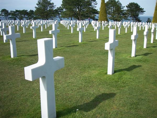 Rows of white marble crosses at the American Cemetery, Colleville-sur-Mer