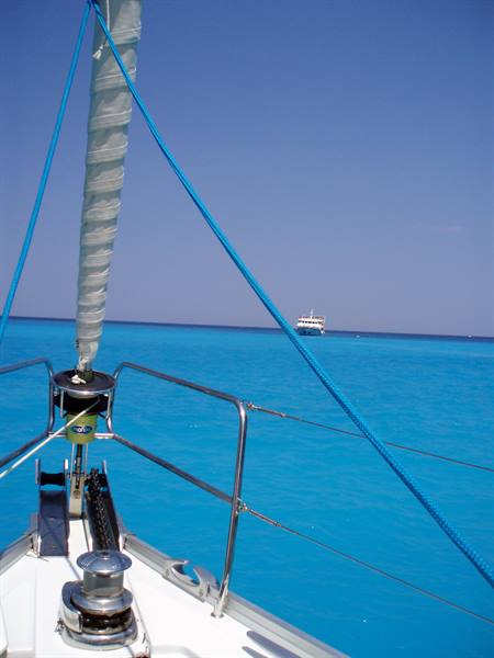 Sailing in the bluest sea of the Mediterranean...