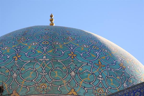 Turquoise and gold tiled dome, Shah Mosque, Esfahan