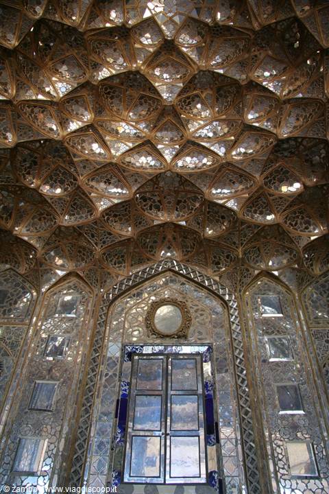 Muqarnas ceiling of mirrors and stucco in the Mirror Hall, Esfahan