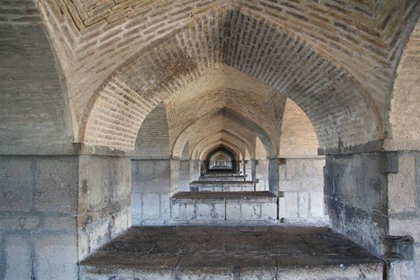 Brick arches of Si-o-se-pol bridge in Esfahan, natural light