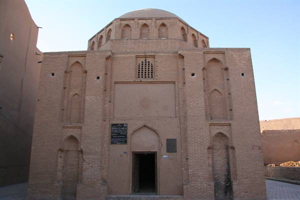 Brick mausoleum with dome and arched entrance, Yazd