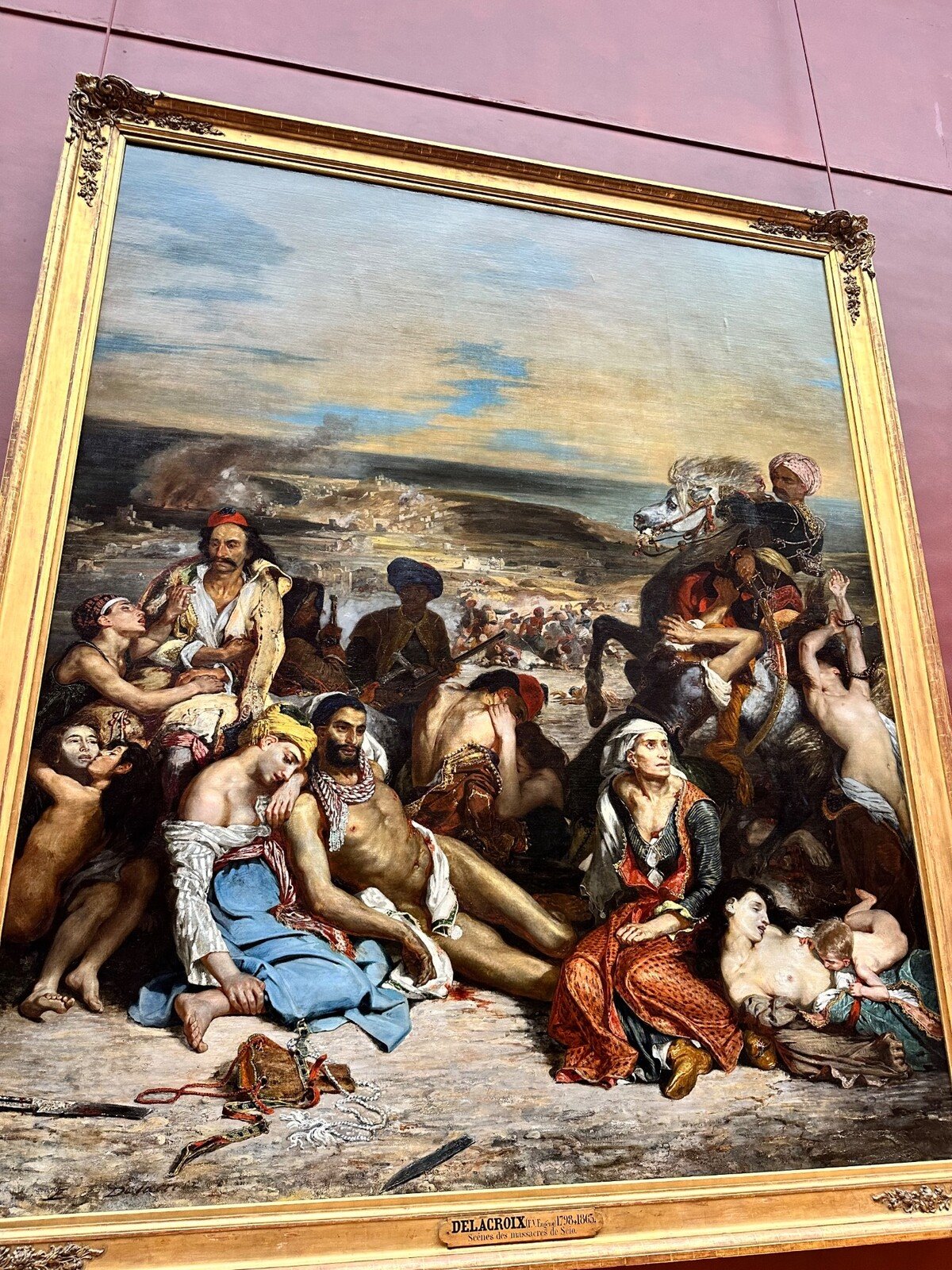 In front of Delacroix's Massacre at Chios at the Louvre, pure emotion.