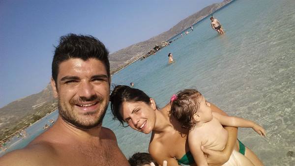 A dive of joy at Elafonissi, turquoise waters with our little one.