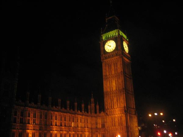 Big Ben lit up at night, London