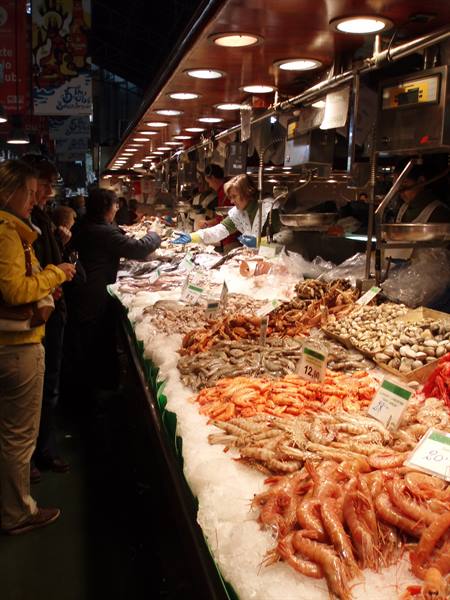 stalls overflowing with fish