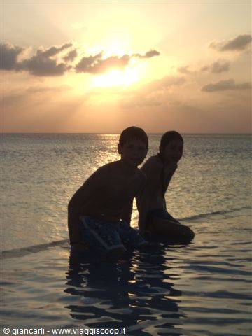 sunset in the pool