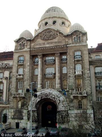 Gellért Hotel in Budapest, Art Nouveau domes and decorated entrance