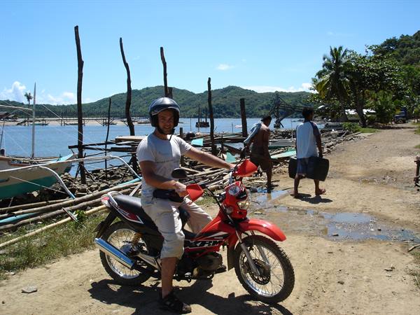 Fishing village in Busuanga. Scooter rented at Pit Stop in El Nido