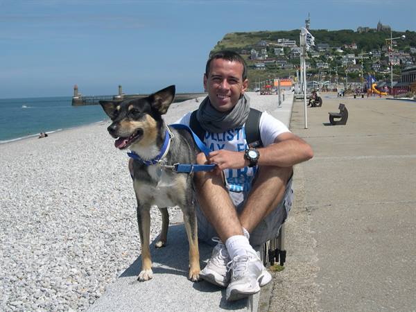 ME AND LUCKY ON THE SEAFRONT OF FECAMP (UPPER NORMANDY)