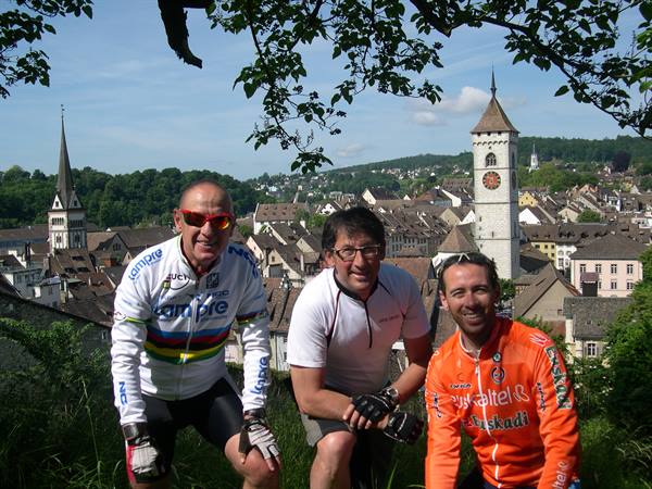 IN THE BACKGROUND THE VERY PRETTY TOWN OF SCHAFFHAUSEN