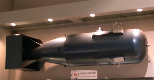 REPRODUCTION OF THE ATOMIC BOMB DROPPED ON THE CITY IN 1945