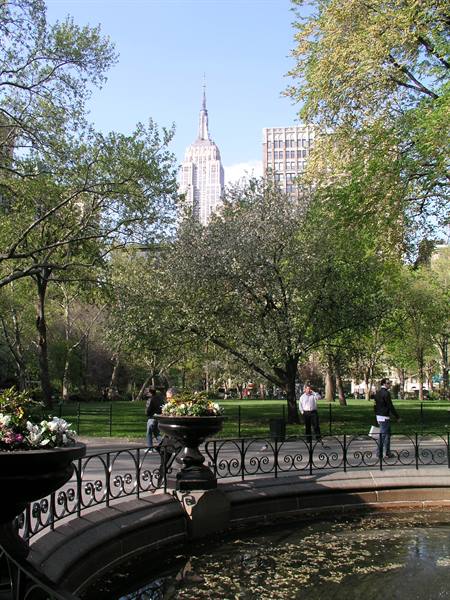 View of the Empire State Building from Battery Park
