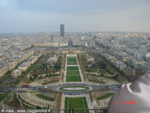 Paris: the Champ de Mars and Montparnasse Tower seen from the Eiffel Tower