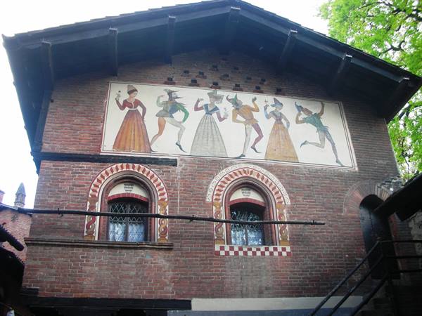 interior of the village, frescoed walls