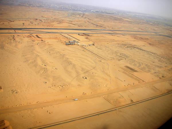 the cairo desert near the airport, from above